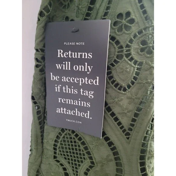 Tuckernuck Maryse Caftan Dress XXL Army Green Eyelet Lace NWT $298 Cotton - Picture 6 of 11